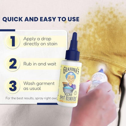 Grandma's Secret Spot Remover Laundry Spray - Toxin-Free Fabric Stain Remover for Oil, Paint, Blood & Pet Stains - 16 oz & 2 oz DuoPack