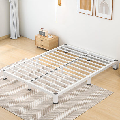 7 Inch Queen Bed Frame, Metal Platform Bed Frame with Round Corner Legs, 3500 lbs Heavy Duty Steel Slats Support, No Box Spring Needed, Noise Free, Easy Assembly, White