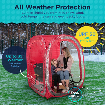 WeatherPod® Pop-Up Sports Tent 1-2 Person – Instant Setup MyPod™ Original Shark Tank All-Weather Pod Shelter for Outdoor Sports, Rain, Wind & Cold (Royal Blue, 46" L x 46" W x 59" H)