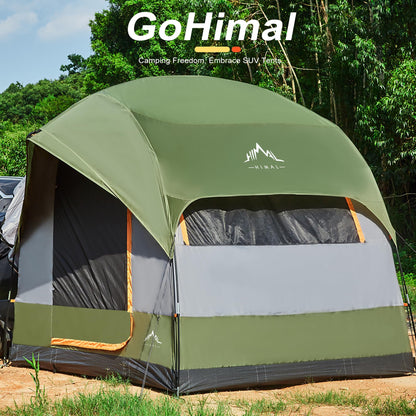 GoHimal SUV Tent for Camping, Waterproof PU3000mm Spacious Double Layer Design for 5-8 Person, Includes Rainfly and Storage Bag, 8FT L x 8FT W x 7.2FT H Green