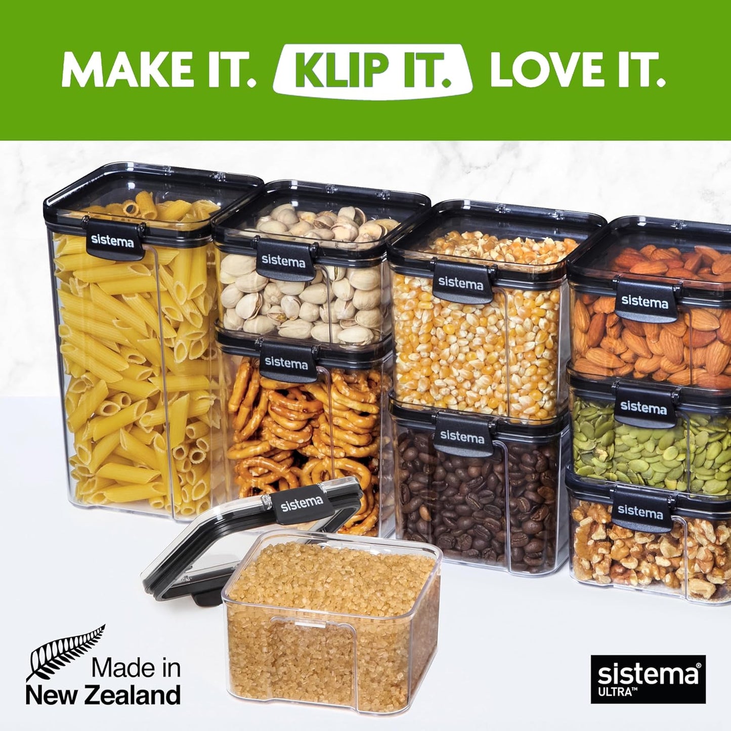 Sistema Tritan Ultra Airtight Storage Containers - 5-Pack Clear Stackable Food Storage, BPA-Free & Dishwasher Safe