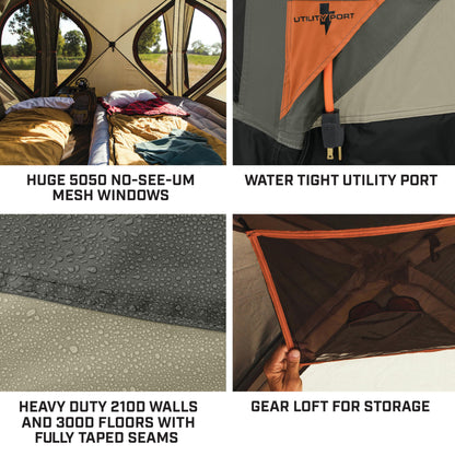 Bushnell Tent | Instant Pop Up 3P / 4P/ 6P / 8P Hub Style Tents | Best Pop Up Tent for Camping, Hiking, Family Camping, Hunting, Fishing, and Basecamp (4 Person)