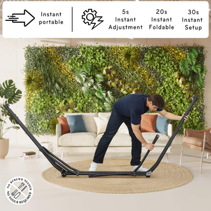 Tranquillo UniGen Hammock, Hammock with Stand Heavy Duty Indoor/Outdoor Hammock with Signature Steel Stand, 600lbs Premium Foldable, Durable 2-Layered Soft Polyester, Aegean
