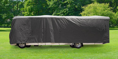 Camco ULTRAGuard 38 to 40-Ft Travel Trailer/Class A RV Cover - Features Zipper Entry Doors & Covered Air Vents - Crafted of Spunbond Polypropylene - Storage Bag for RV Storage & Organization (45736)