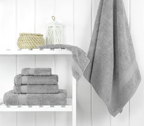 Cotton Paradise 6-Piece Towel Set - 100% Soft Absorbent Turkish Towels in Light Gray | Bath, Hand & Washcloths