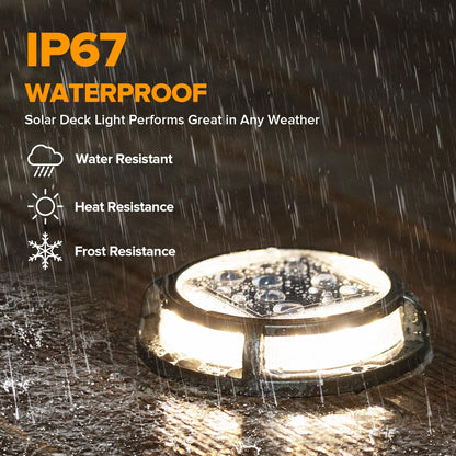 LUTEC Solar Driveway Lights, IP67 Waterproof, 12 LEDs, 12 Pack, Black, Model DK-250313