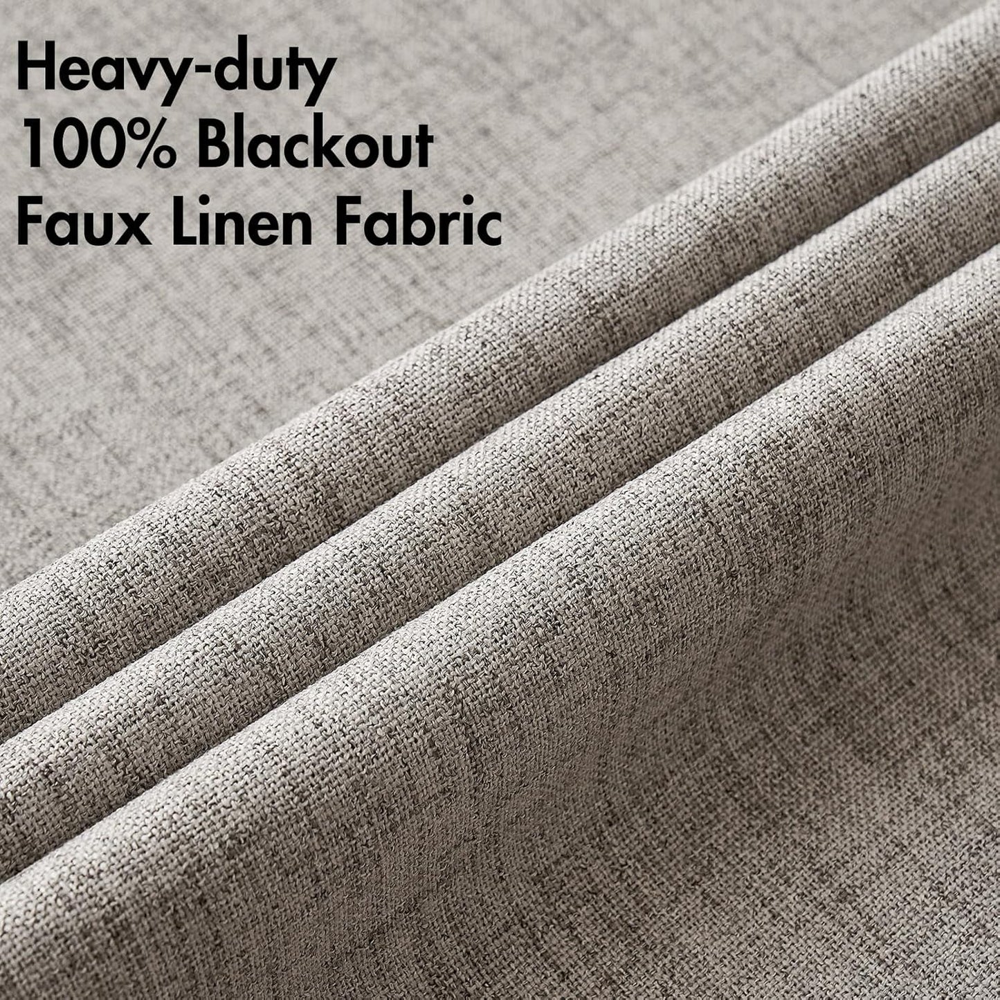 MIULEE 100% Blackout Linen Textured Curtains - Thermal Insulated Warm Taupe | 52 x 96 Inch (2 Panels)