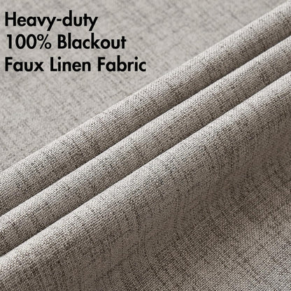 MIULEE 100% Blackout Linen Textured Curtains - Thermal Insulated Warm Taupe | 52 x 96 Inch (2 Panels)