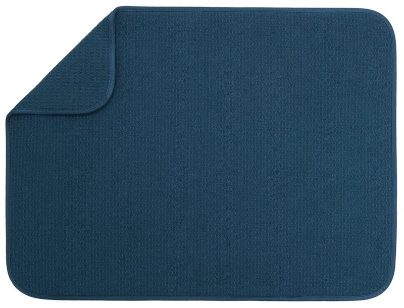 S&T INC. Dish Drying Mat XL, 18” x 24”, Absorbent Microfiber Kitchen Counter Mat, Dish Drying Pad for Dishes, Utensils, Pots and Pans, Extra Large, Navy