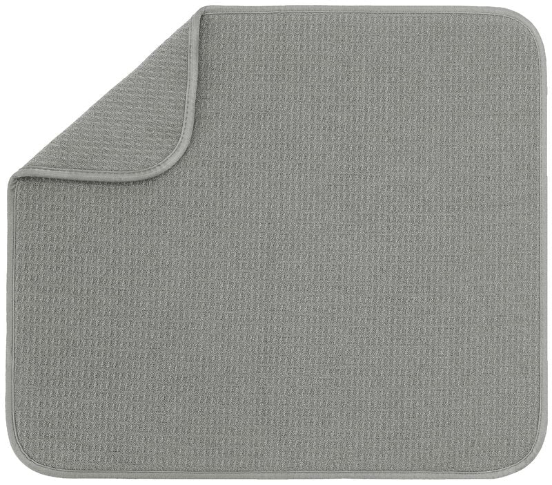 S&T INC. Dish Drying Mat, 16” x 18”, Absorbent Microfiber Kitchen Counter Mat, Dish Drying Pad for Dishes, Utensils, Pots and Pans, Large, Grey