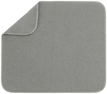 S&T INC. Dish Drying Mat, 16” x 18”, Absorbent Microfiber Kitchen Counter Mat, Dish Drying Pad for Dishes, Utensils, Pots and Pans, Large, Grey