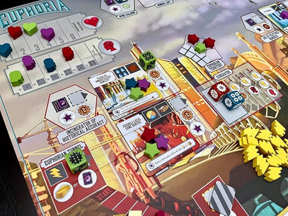 Stonemaier Games: Euphoria: Build a Better Dystopia (Base Game) by Jamey Stegmaier &amp Alan Stone | Competitive Dice Worker Placement Strategy Board Game for Adults &amp Family | 2-6 Players 60 Mi