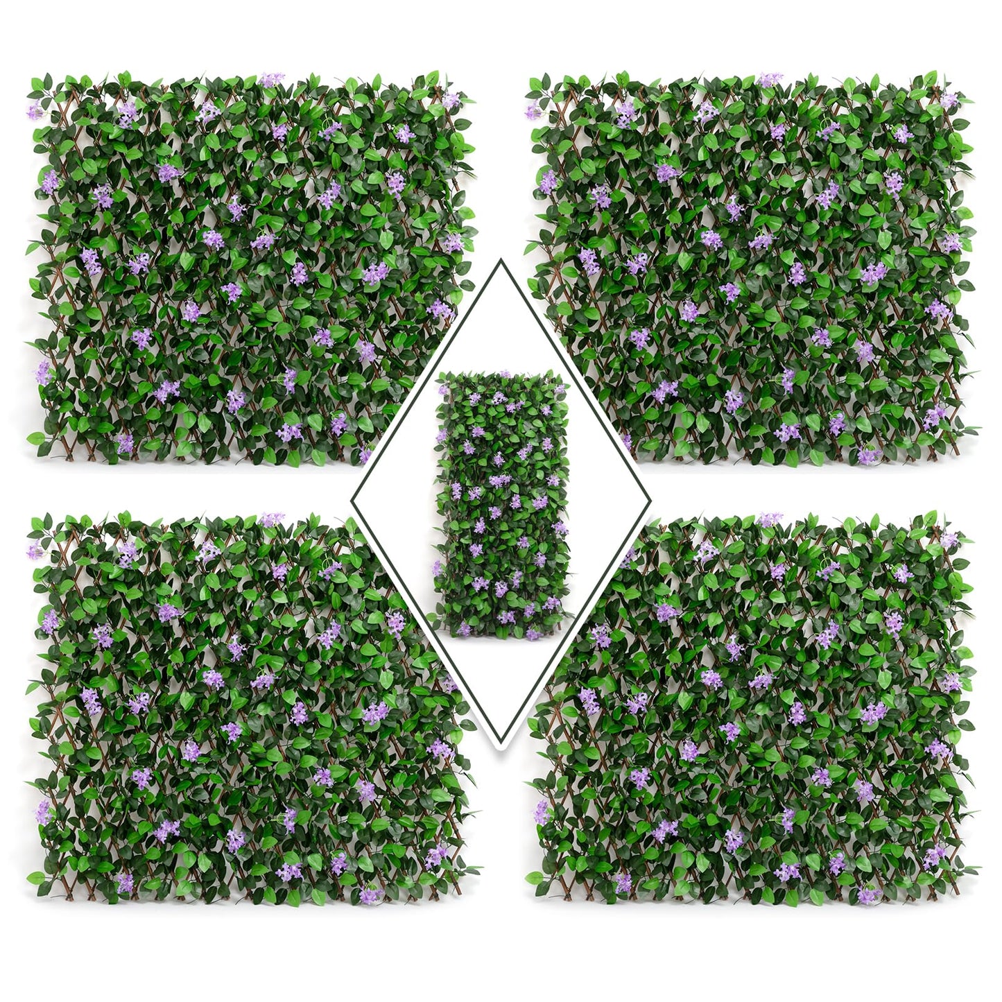 DOEWORKS Expandable Fence Privacy Screen for Balcony Patio Outdoor, 4PCS Faux Ivy Fencing Panel for Backdrop Garden Backyard Home Decorations