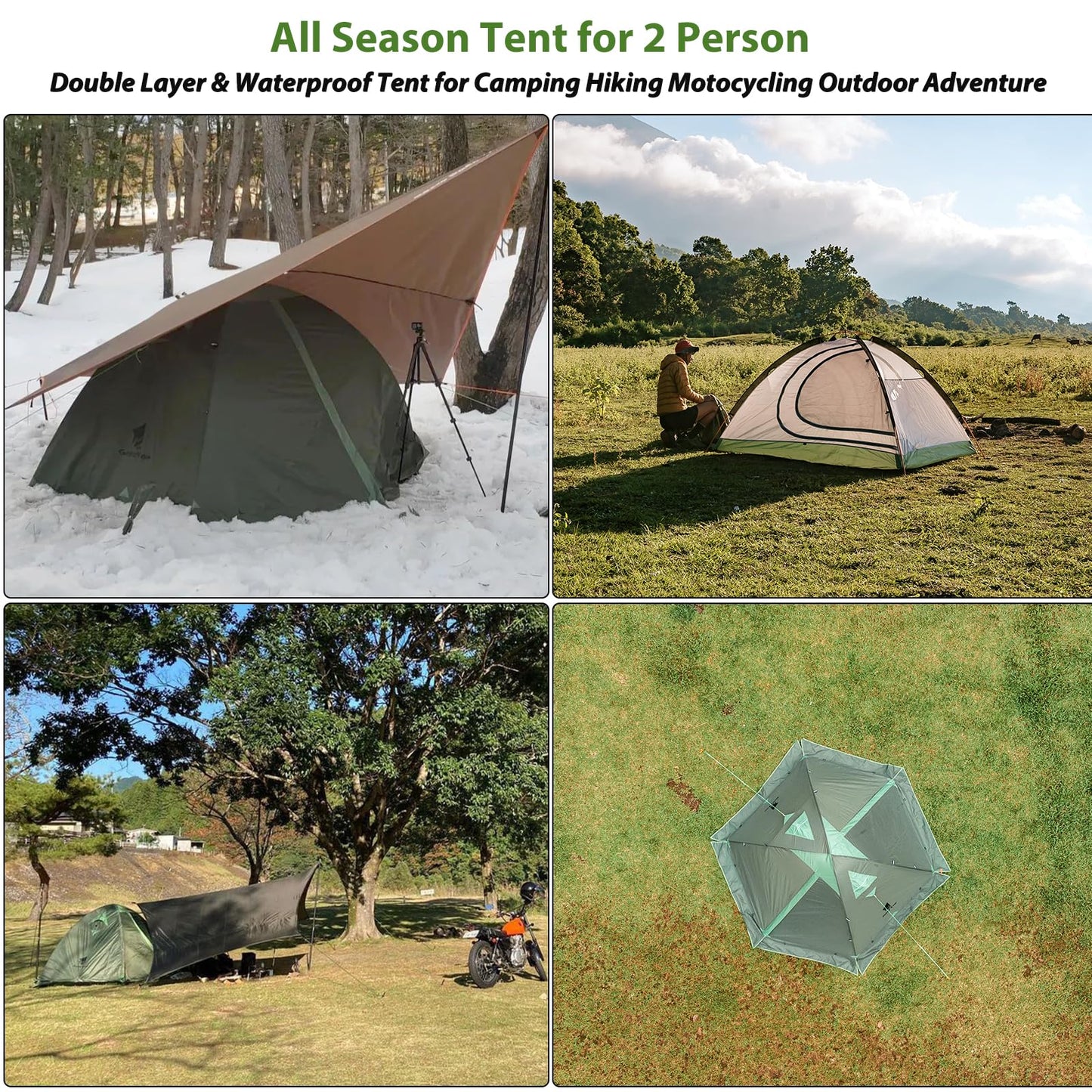 GEERTOP Lightweight 2 Person Backpacking Tent 4 Season Double Layer Waterproof Cold Weather Tent for Camping,Hunting, Hiking, Climbing, Outdoor Travel - Easy Set Up