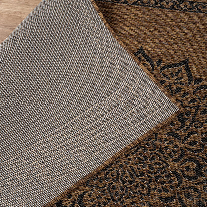 CAMILSON Outdoor Rug 9x12 Medallion Gold Modern Large Area Rugs for Indoor and Outdoor Patios Kitchen and Hallway Mats Washable Porch Deck Outside Carpet (Medallion Gold 9 x 12)
