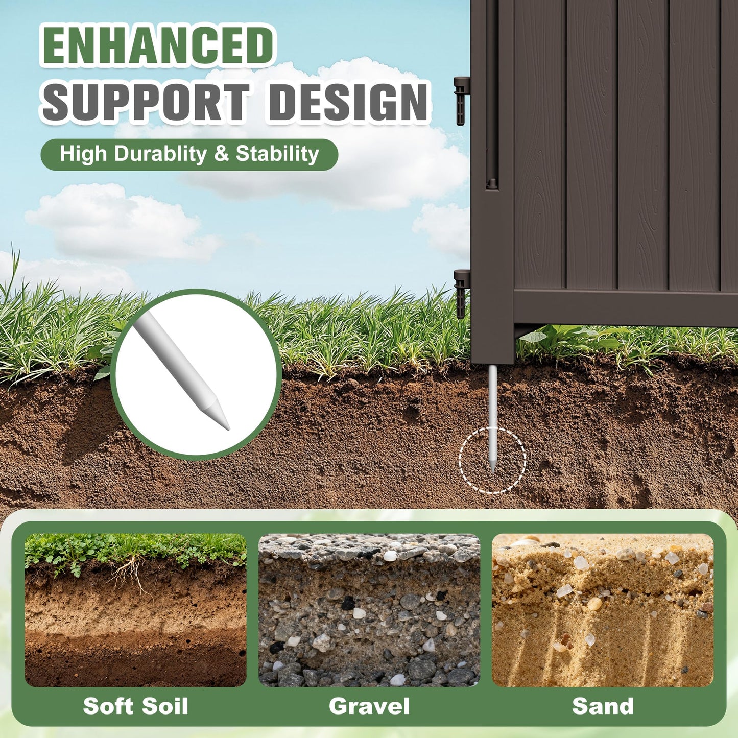 Greesum Air Conditioner Privacy Fence Screen, 4 Panels Trash Can Enclosure, 49.45" H x 22.62" W, Weather Resistant for Outdoor Pool Equipment, Garbage Bins, Brown