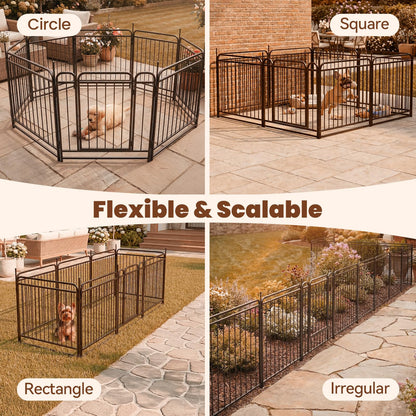 Fldofaves 8-Panel Dog Playpen Outdoor, 32" Height Metal Outdoor Dog Fence with gate for Large Medium Dogs, Secure Enclosure with Ground Stakes for Yard Lawn Camping