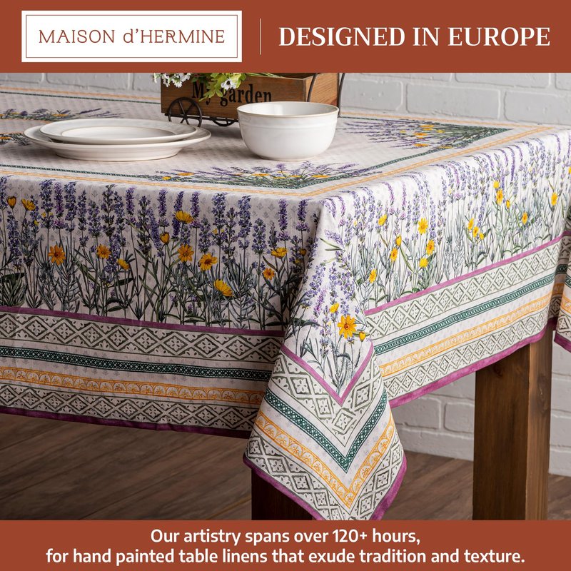 Maison d' Hermine Table Cloth Rectangle Table 100% Cotton 70 x 108 Inches Tablecloth Reusable Decorative for Dining Kitchen Room Farmhouse Home Gifts for Mothers Day Spring Summer - Fanny Lavender