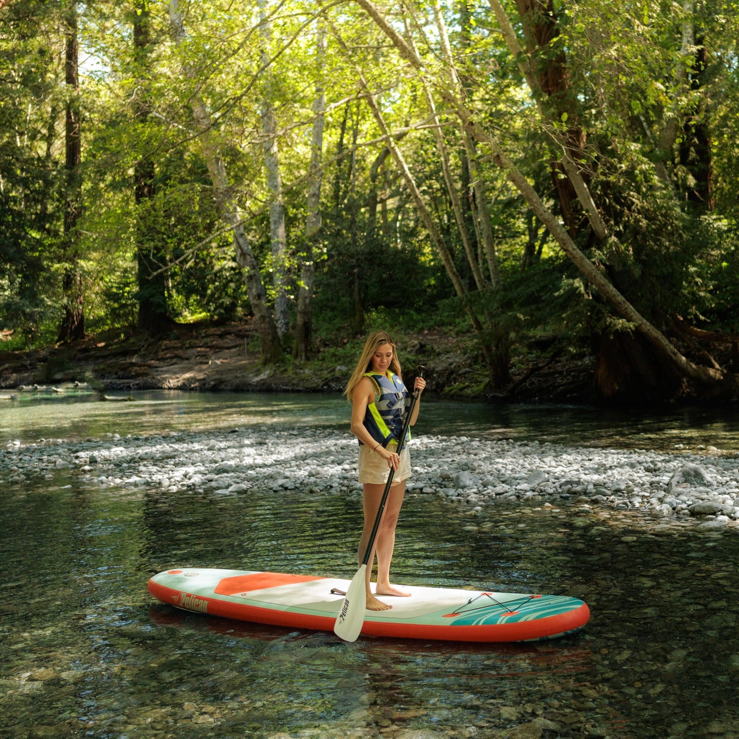 Pelican - Sunseek 10'4 Recreational Inflatable Stand Up Paddle Board - 3 Pieces SUP Paddle - Accessories, Leash, Hand Pump & Carry Bag - 10.4 ft