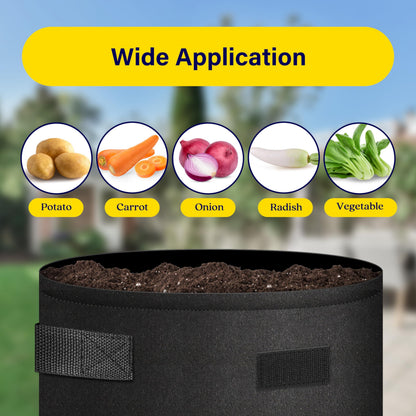 iPower Potato Grow Bags with Flap 10 Gallon 4 Pack, Garden Planting Pot with Durable Handle and Harvest Window, Thickened Nonwoven Fabric Container for Potato, Tomato, Carrot, Vegetable and Fruits