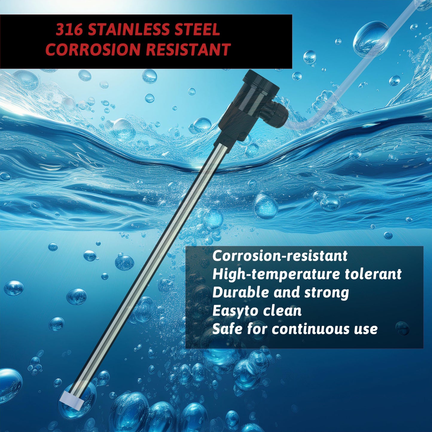3500W 240V 316 Immersion Water Heater with Wi-Fi, Timer, and Temperature Control – Portable Submersible Heater Suitable for Spa, Above-Floor Swimming Pools, Inflatable Pools, Hot Tubs, and Bathtubs