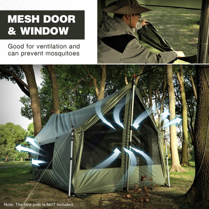 REDCAMP Large Hammock Hot Tent with Stove Jack, Waterproof & Windproof Winter Wall Tent with Snow Skirt, Ultralight 4 Season Tent for Camping, Hiking, Bushcraft, Backpacking