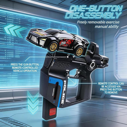 3-in-1 RC Drift Car — Sports/Racing 2-Player Battle Set with Infrared Gun Shooting &amp Flip Effects 60-Min Playtime Family-Friendly 2.4GHz Remote Control Car Toy for Kids Ages 6+ (Black)