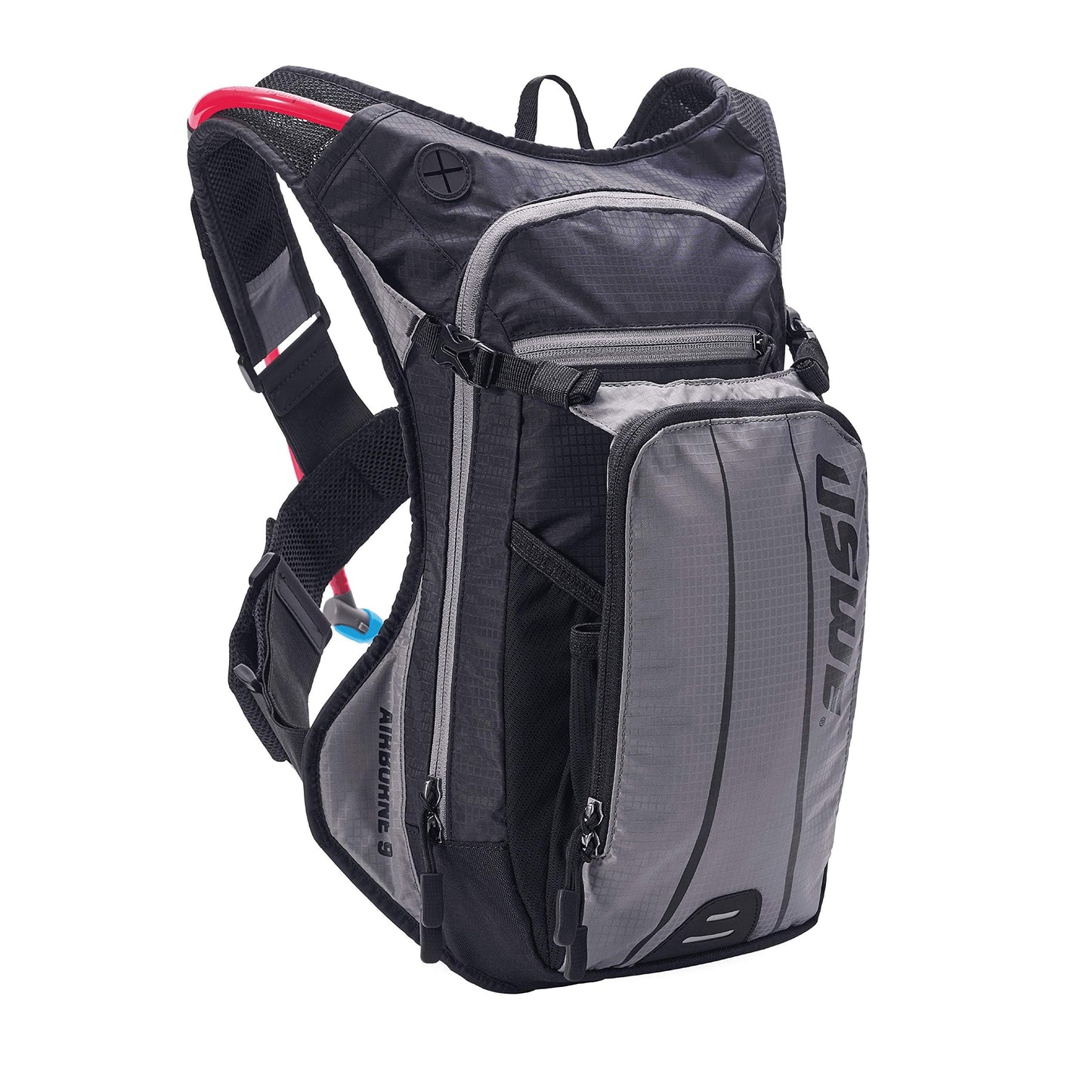 USWE Airborne Limited Race Edition with Water Bladder Included, Hydration Backpack for Men and Women, Ideal for MTB, Cycling, Mountain Biking (9L, Black Grey)