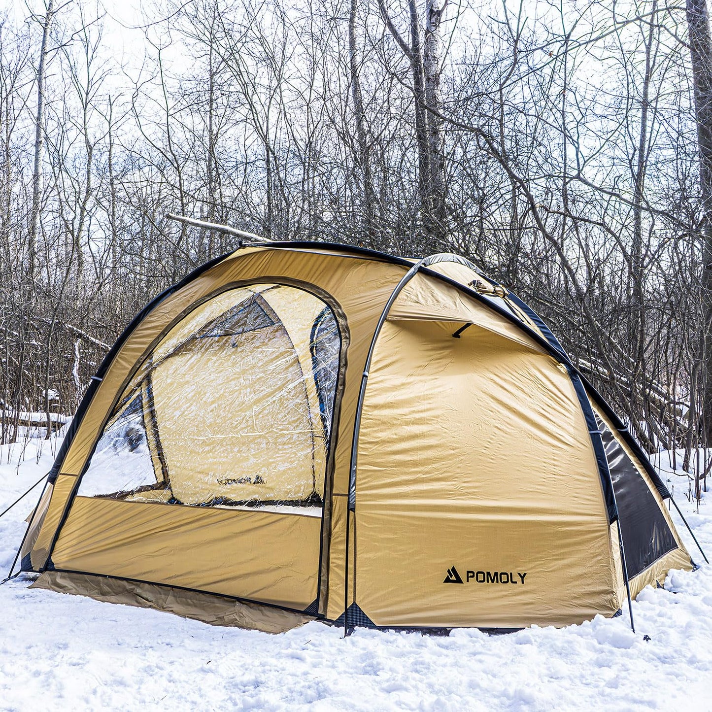 POMOLY Dome Tent Freestanding Camping Hot Tent, Barracuda 2 Portable Wood Stove Tents for 1-2 Person Backpacking, Hiking