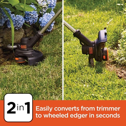 BLACK+DECKER 20V MAX Cordless String Trimmer & Edger - 12-Inch, 2-Speed Control, 2 Batteries & Charger Included