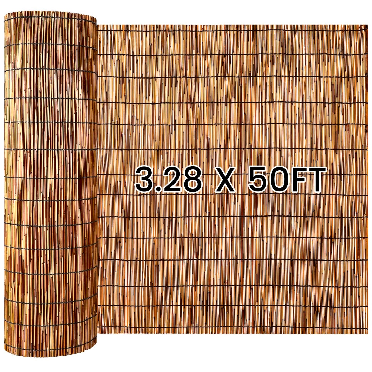 Drydiet 3.28ft x 50ft Natural Reed Fencing Bamboo Privacy Screen Balcony Reed Fence for Garden Curtain Bamboo Screen Fencing for Outdoor Backyard Patio