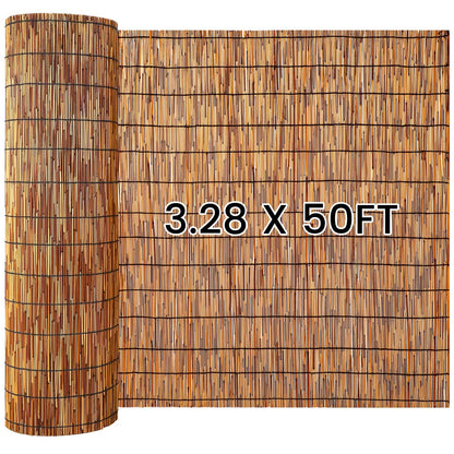 Drydiet 3.28ft x 50ft Natural Reed Fencing Bamboo Privacy Screen Balcony Reed Fence for Garden Curtain Bamboo Screen Fencing for Outdoor Backyard Patio