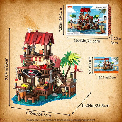 Pirate House Building Set Pirate's Wharf Supply Center Buildings Blocks for Adults Teens Kids 10+ Creative Model Kits for Decor Collection Birthday Present 856PCS