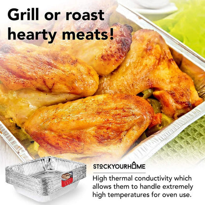 Stock Your Home 9x13 Aluminum Pans (20 Pack) - Disposable & Recyclable Foil Tray- Half Size Steam Table Deep Pans - Tin Foil Pans for Cooking, Heating, Storing, Prepping Food, BBQ, Grilling, Catering