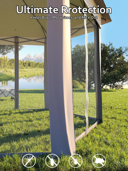 Garvee Pop Up Gazebo Screen Tent,Hexagonal Instant Gazebo Tent with Mosquito Netting Outdoor Canopy,6 Sided Sun Shelter 13x13ft with Mesh Netting,Pavilion Tents for Patio,Light Gray+Dark Gray