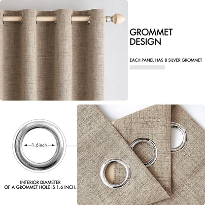 MIULEE Blackout Linen Textured Curtains - Thermal Insulated Room Darkening Drapes | Copper Brown, 52 x 108 Inch (2 Panels)