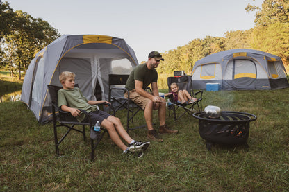 Browning Directors Chair - Outdoor Folding Chairs Made with Durable Fabric and Sturdy Aluminum/Steel Frame, with Extra Tall Seat and Flip-Down Footrest, Regular, Charcoal/Gray