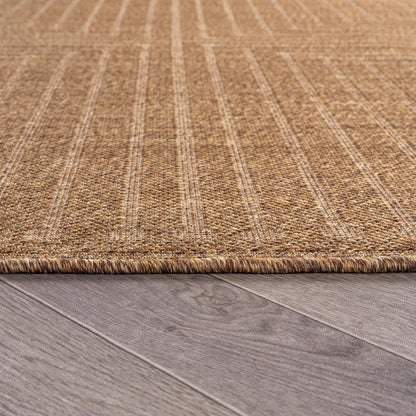 Rugshop Geometric Lines Indoor Outdoor Flat Woven Area Rug,Natural Jute-Style,Easy-Care Patio Rug for Backyard Porch Deck Balcony, 7'10" x 10' Sand/Natural