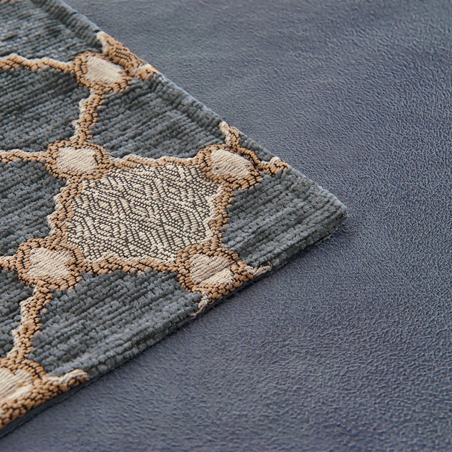 Loom and Mill Elegant Chenille Placemats Set of 4, Chic Checkered Pattern Jacquard Table Place Mats for Dining Table Kitchen Decor, Double Layer Dining Table Mats (Blue-Grey+Khaki+Beige, 12x18 inch)