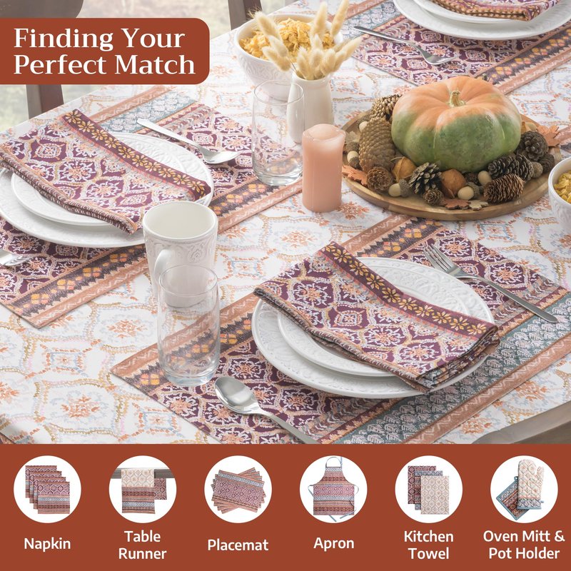 Maison d' Hermine Table Cloth Rectangle Table 100% Cotton 54 x 72 Inches Fall Tablecloth Reusable Everyday Use for Thanksgiving Christmas Decorations Dining Farmhouse Party (Fair Isle)