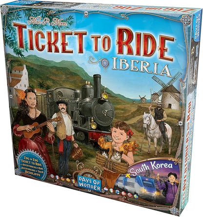 Asmodee Ticket to Ride Iberia + South Korea Board Game Expansion - Train Route Strategy Game Family Fun for Kids &amp Adults Ages 8+ 2-6 Players 30-60 Minute Playtime