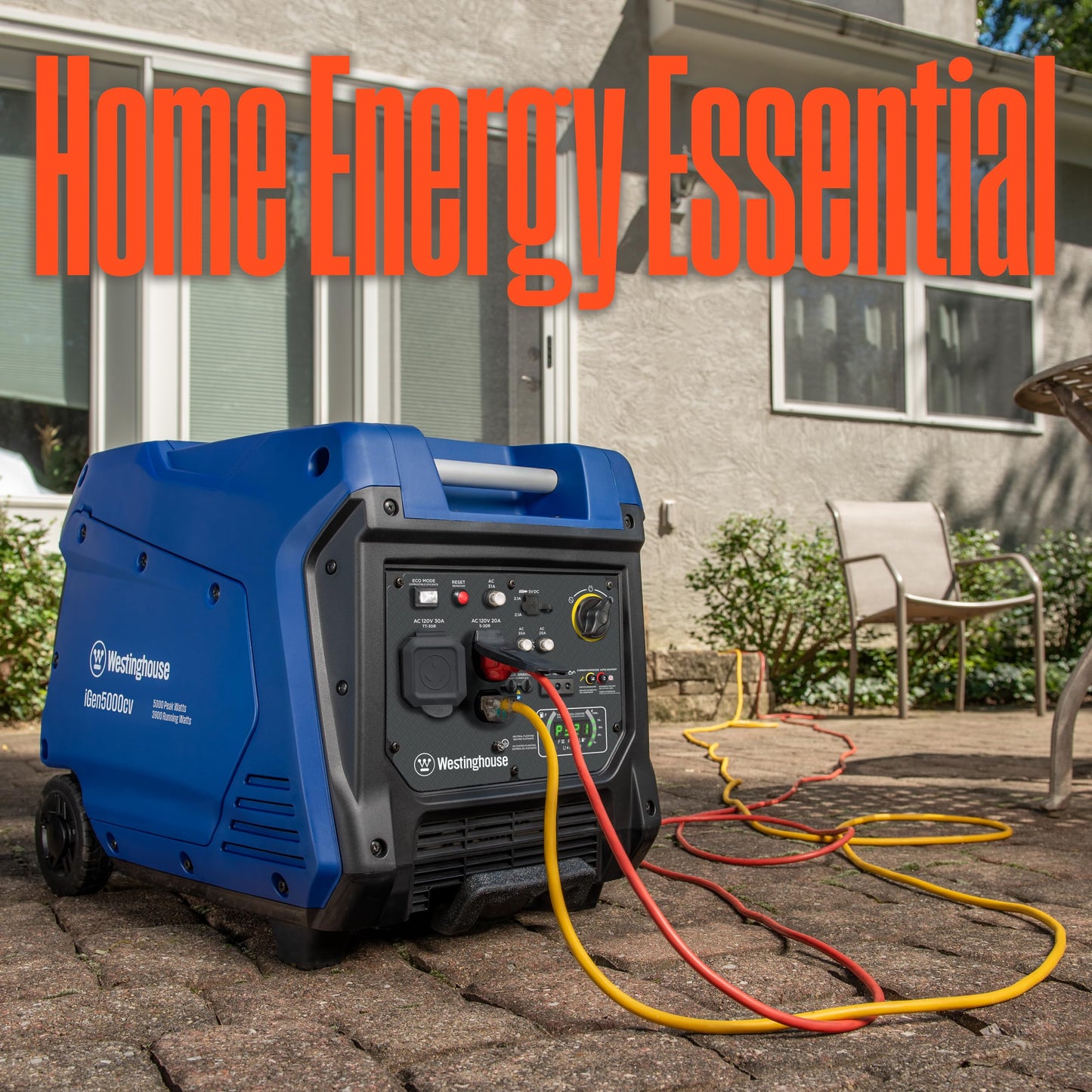 Westinghouse 5000 Peak Watt Super Quiet Portable Inverter Generator, Wheel & Handle Kit, RV Ready 30A Outlet, Gas Powered, CO Sensor, Parallel Capable,Blue