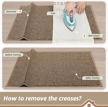 BEQHAUSE Dirt Trapper Door Mat - Non-Slip Washable Entrance Mat | 20" x 32" Beige, Absorbent & Dirt Resistant