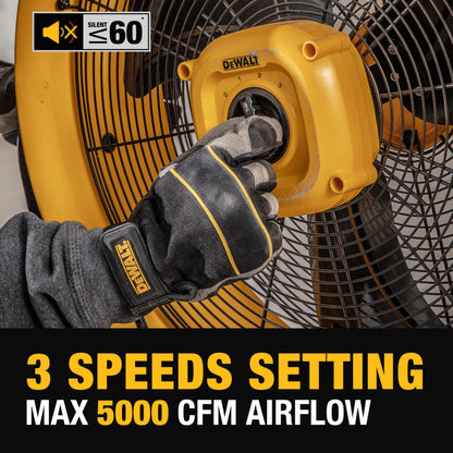DEWALT DXF2042 Industrial Fan, 20 Inch High Velocity Fans with 3-Speed Adjustable Tilting Head, Drum Fan for Outdoor, House and Warehouse, Yellow