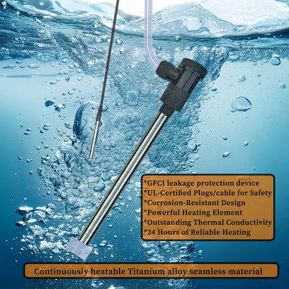 LASTINGCAPE 1300W Titanium Fully Submersible, Portable Electric Pool and Hot Tub Immersion Water Heater with Temp Control, GFCI for spa tub, Pool, Bathtubs, Buckets, Baptistry & Above Ground Pool