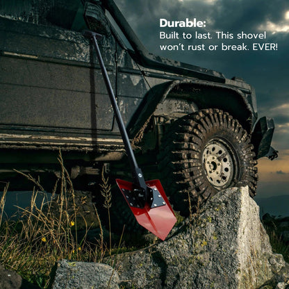DMOS Delta Shovel + Mount - Collapsible Heavy-Duty Steel Folding Shovel for Camping, Overlanding, Survival, Military, Hunting, & Off-Road Use - Racing Red - Regular
