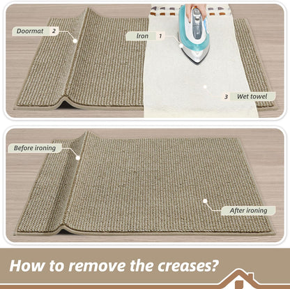 BEQHAUSE Dirt Trapper Door Mat - Non-Slip, Washable, Absorbent Entrance Mat | 20" x 32", Light Beige