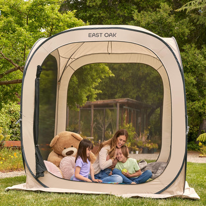 East Oak Screen House Tent Pop-Up, Portable Screen Room Canopy Instant Screen Tent 6 x 6 FT with Carry Bag for Patio, Backyard, Deck & Outdoor Activities, Dark Green