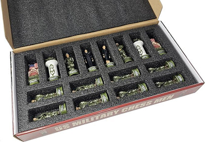 US Military Army vs Air Force Chess Men Set with 17 inch Walnut Color Storage Board