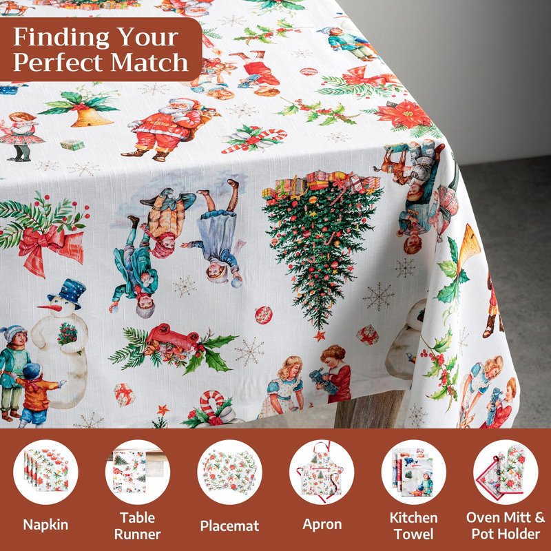 Maison d' Hermine Table Cloth Rectangle Table 100% Cotton 60 x 120 Inches Fall Tablecloth Reusable Everyday Use for Thanksgiving Christmas Decorations Dining Farmhouse Party (Chromo)